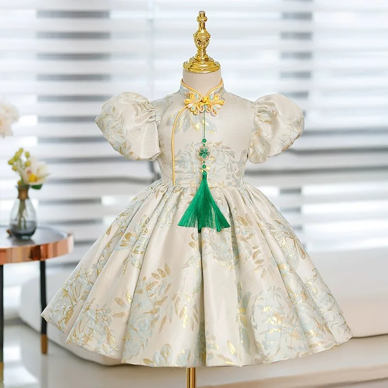 

High-End Baby Girls Birthday Baptism Princess Gown Children Elegant Wedding Party Host Perform Dresses y1201