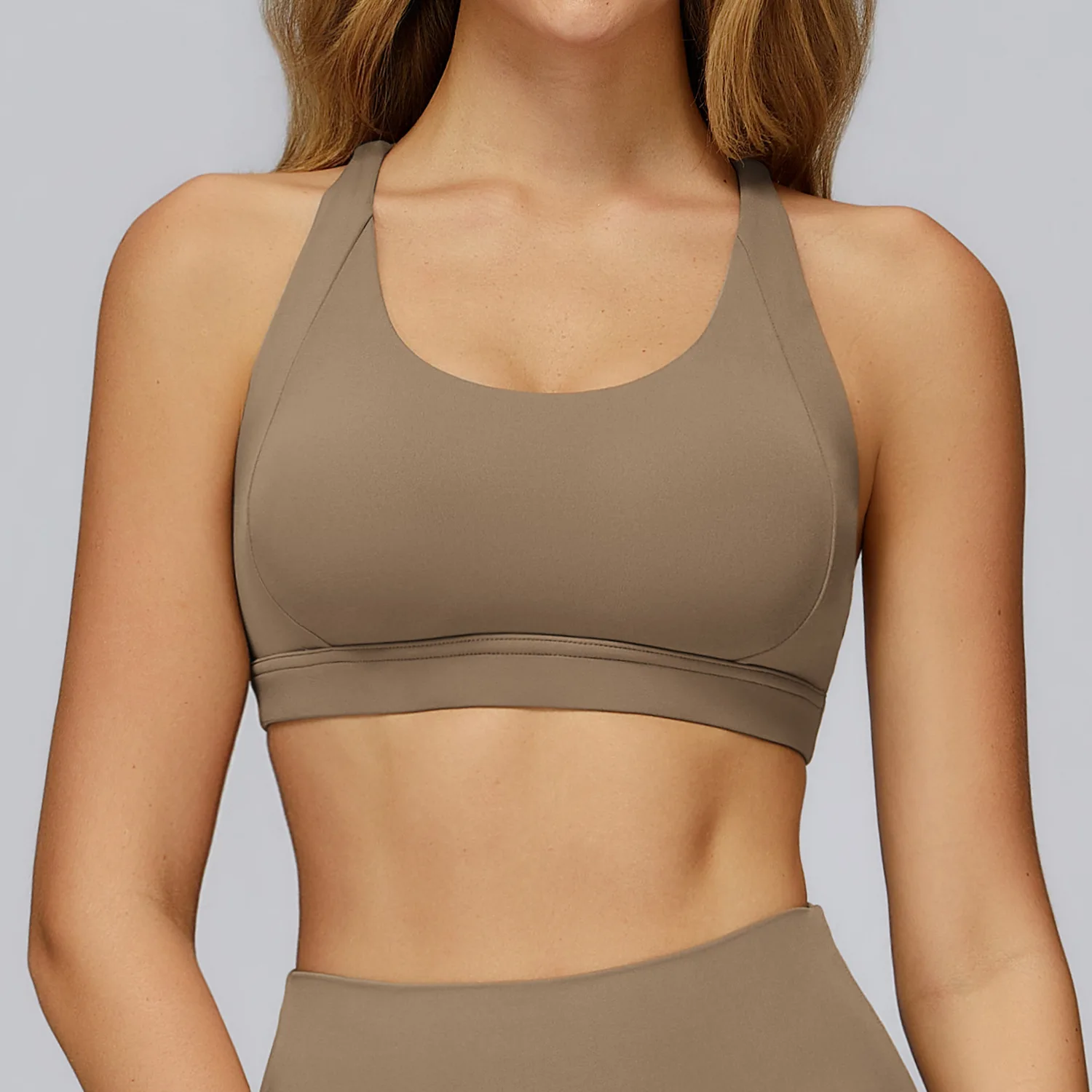 Sport Bra Solid Color Women Cross Back Fitness High Strength Tights Top Comprehensive Training Gym Yoga Underwear With Chest Pad image 6