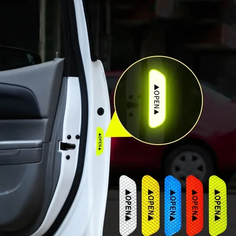 

Night Reflective Car By Sticker Safety Opening Warning Reflector Tape Decal Auto Car Accessories Exterior Interior Reflector