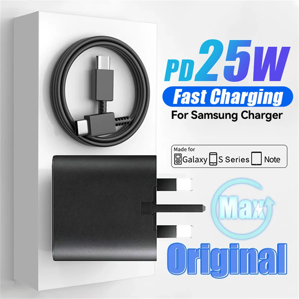 25 واط PD شاحن سريع USB نوع C مهايئ شاحن لسامسونج غالاكسي S23 S22 زائد S21 الترا S20 A55 الاتحاد الأوروبي الولايات المتحدة التوصيل الجدار شاحن