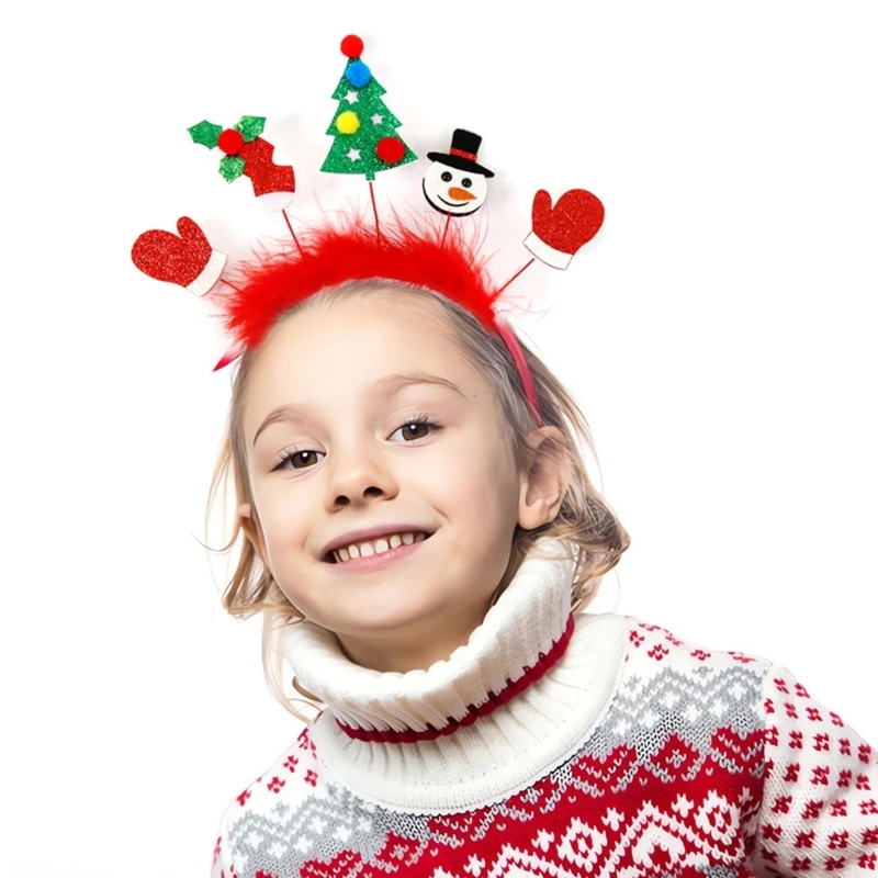 Adults Kids Christmas Hair Hoops Cartoon Santa Claus Gingerbread Man Decorative Headband for Festival Party Accessories Headgear