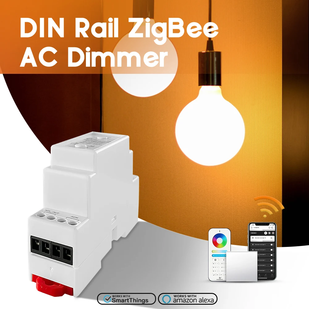 ZigBee 3.0 Din Rail AC Dimmer APP Push Wall Switch Control 35MM Guide Rail Work with Tuya SmartThings Alexa Smart Life Homey