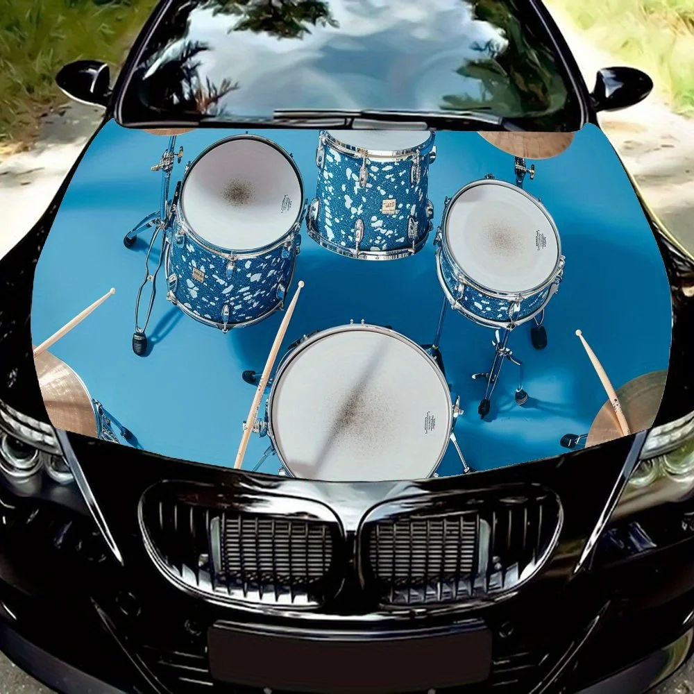 

Artistic Drum Pattern car hood stickers, waterproof self-adhesive, scratch resistant, easy to stick, durable car PVC stickers, c