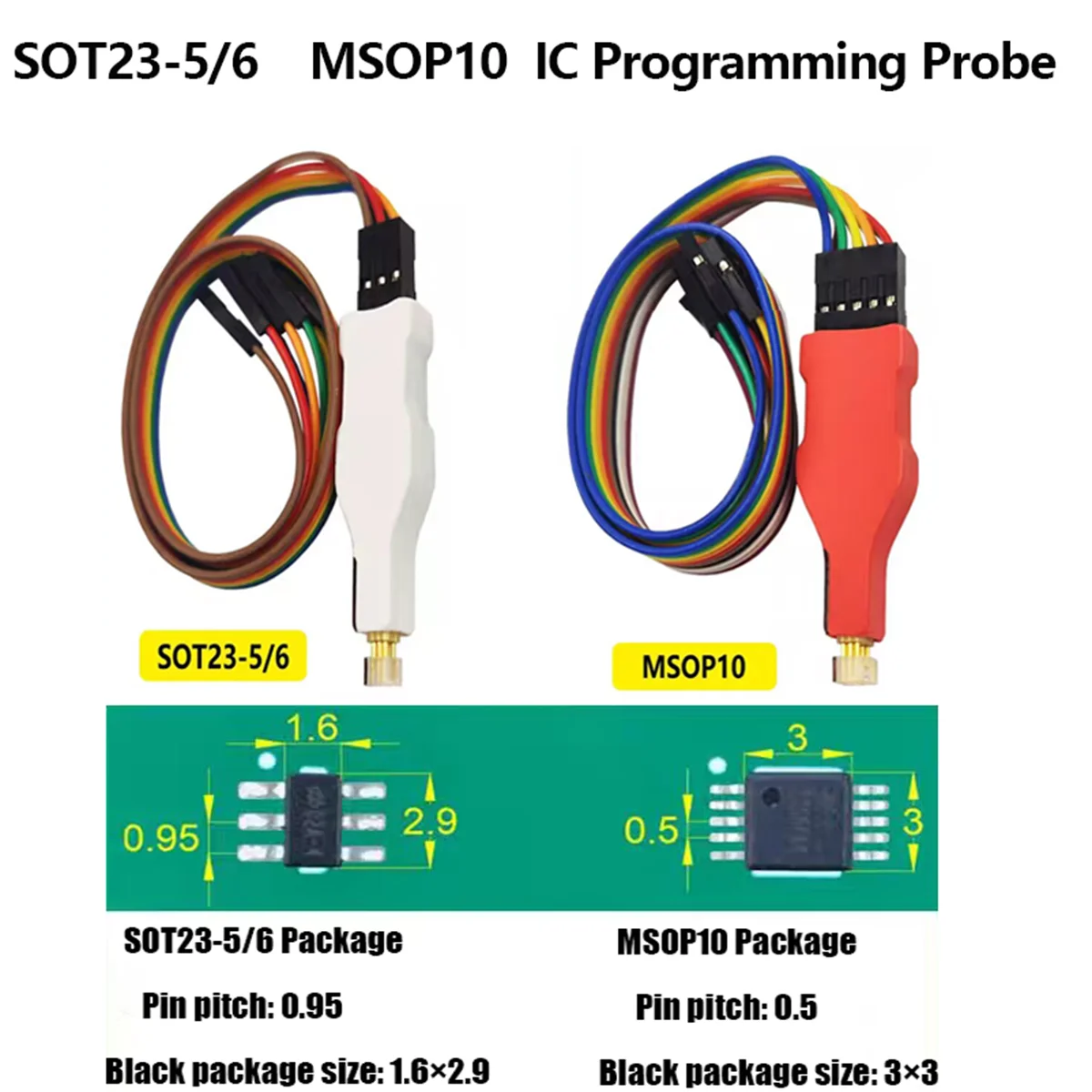 New Arrival 1PCS SOT23-5/6 MSOP10 Mini SMD IC Programming Probe, Read & Write Spring Pogo Pin, Programmer Download Cable