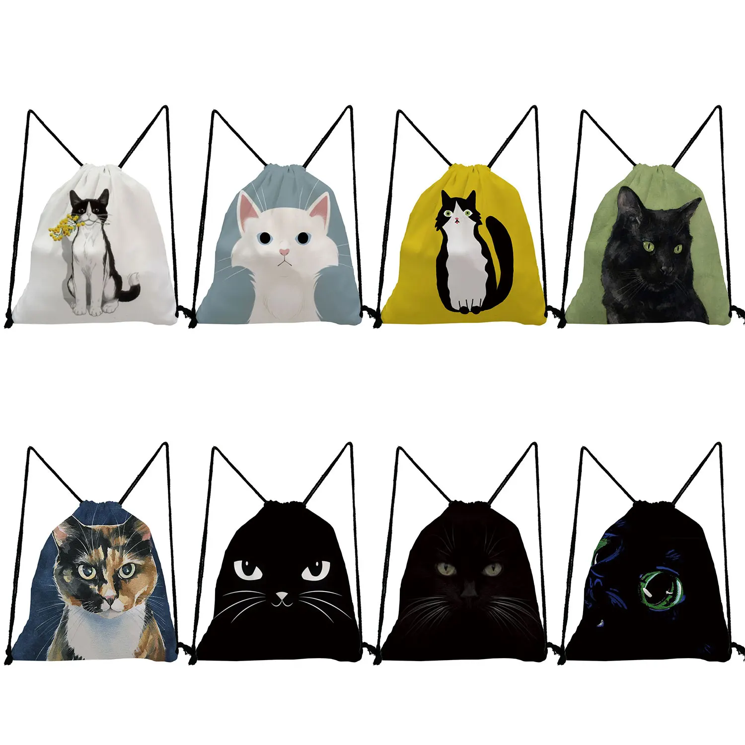 Cartoon Malerei Katze Rucksack Frauen lässig Reise Kordel zug Taschen niedlichen Tier druck Teenager-Mädchen Schule Softback-Tasche praktisch