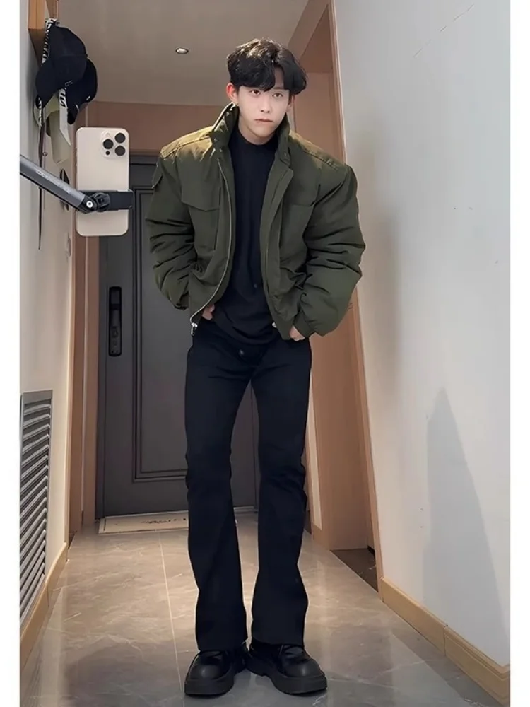 

Мужские джинсы Pure Bla Fce Lined, весна 2025, зауженные прямые штанины, с высокой эластичностью, расклешенные, молодежные, модные, джинсовые брюки