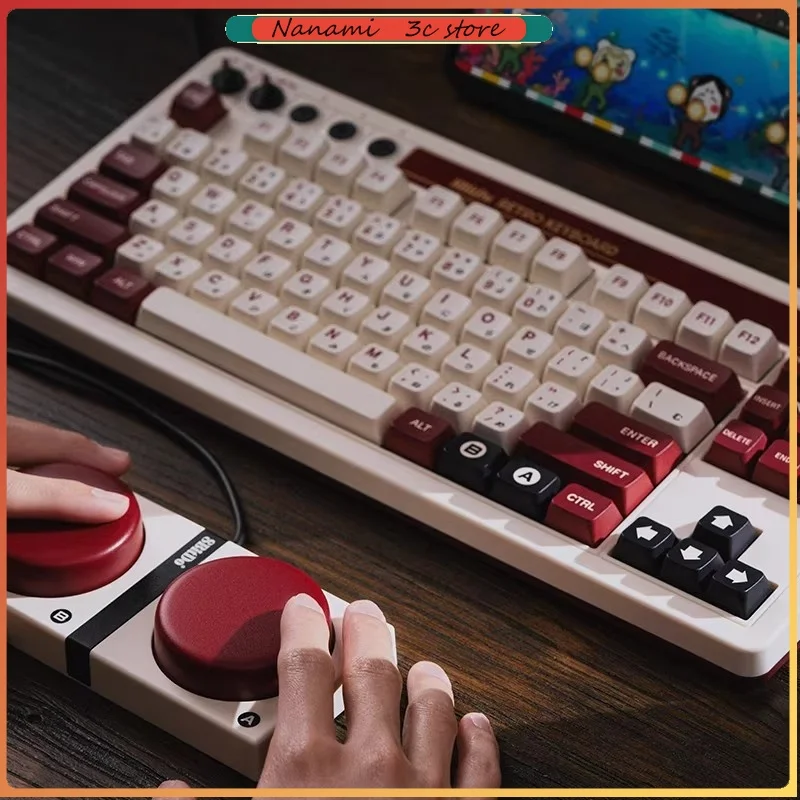 

Игровая клавиатура Bluetooth, ретро-механическая клавиатура, 2,4G, USB-C, с возможностью горячей замены, двойные программируемые кнопки для Windows, Android