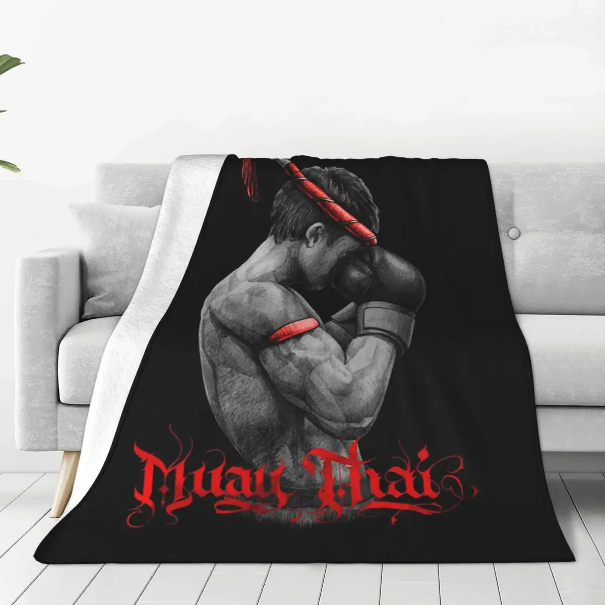 Muay Thai Boxing Fighter Blankets Soft Warm Flannel Throw Blanket Bedding for Bed Living room Picnic Travel Home Couch