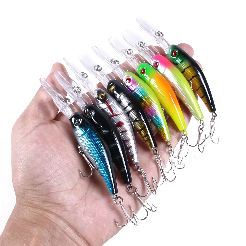 8 Stück 10cm 7,8g Weitwurf-Minnow Angelköder Tief Tauchender Wobbler Harter Köder für Barsch Hecht Forelle Zander Süßwasser Salzwasser Angelzubehör
