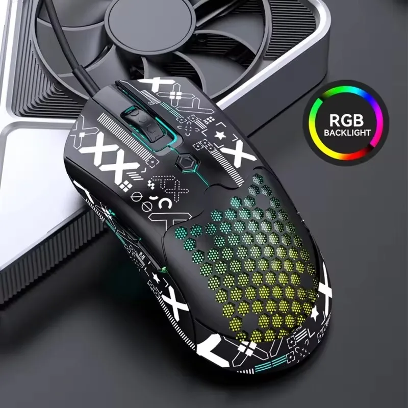 M5 Wired Lightweight Gaming Mouse 7 Keys Macro Programming RGB Lighting 12000DPI PAW3325 Gaming Chip 200IPS Optical Mouse