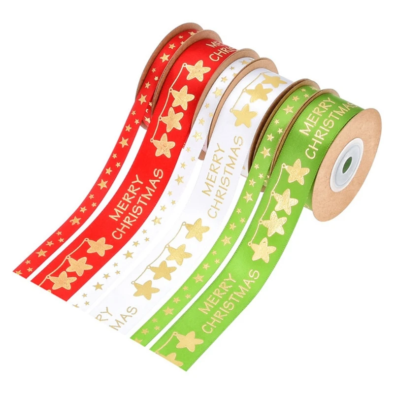 Christmas Decoration Polyester Ribbon DIY Sewing Green White Red Ribbon