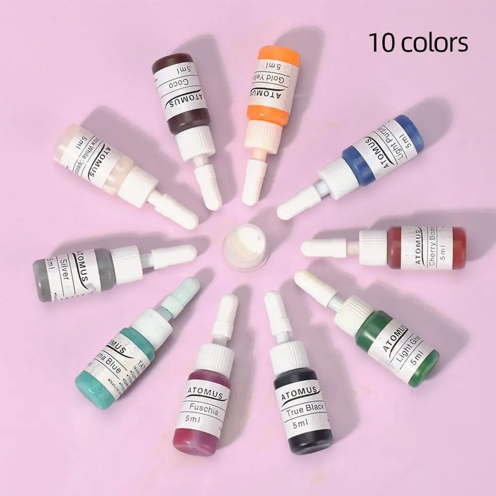 10ชิ้น5มล. สีสักมืออาชีพเพื่อความปลอดภัยสำหรับเครื่องสักชุดหมึกสักสำหรับการแต่งหน้าถาวร