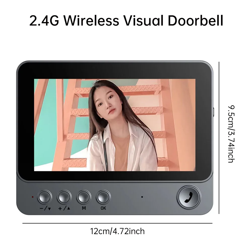 2.4G المنزل المزدوج تمرير عن بعد جرس باب إنتركوم فيديو لاسلكي مع شاشة رؤية ليلية في اتجاهين دون تثقيب جرس الباب Dingdong #2