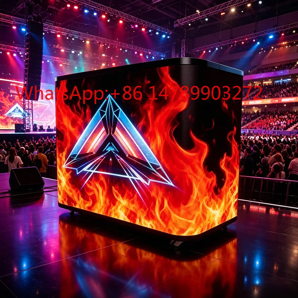 

LED DJ Booth LED Desk Display GOB Flexible Modules 3840Hz Height Adjustment Customized With Wheels for Concert Exhibition Event