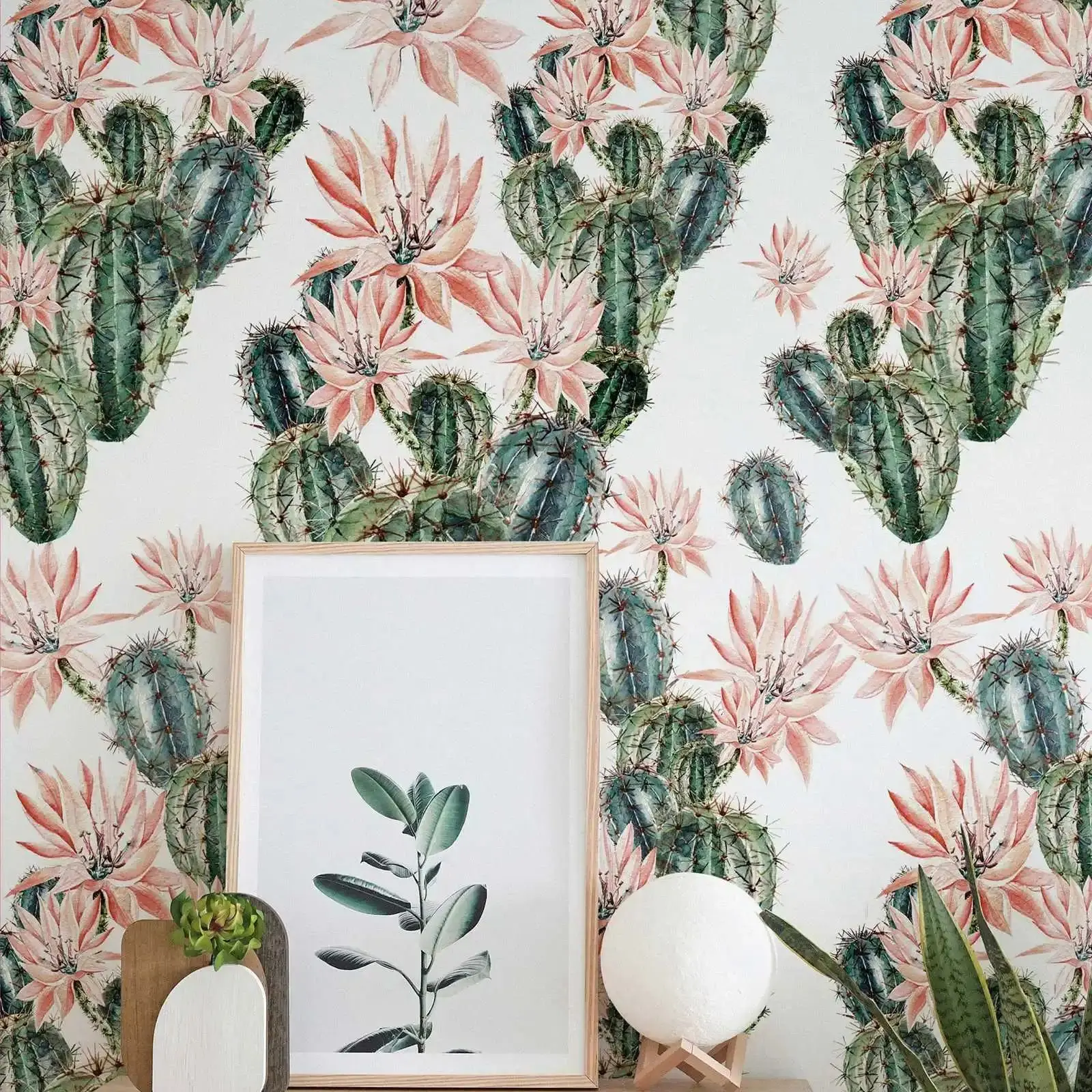 

Съемные обои с акварельными цветами кактуса, настенная роспись в виде кактуса, настенная бумага с цветочным рисунком для домашнего декора, самоклеящаяся/корация, непастная