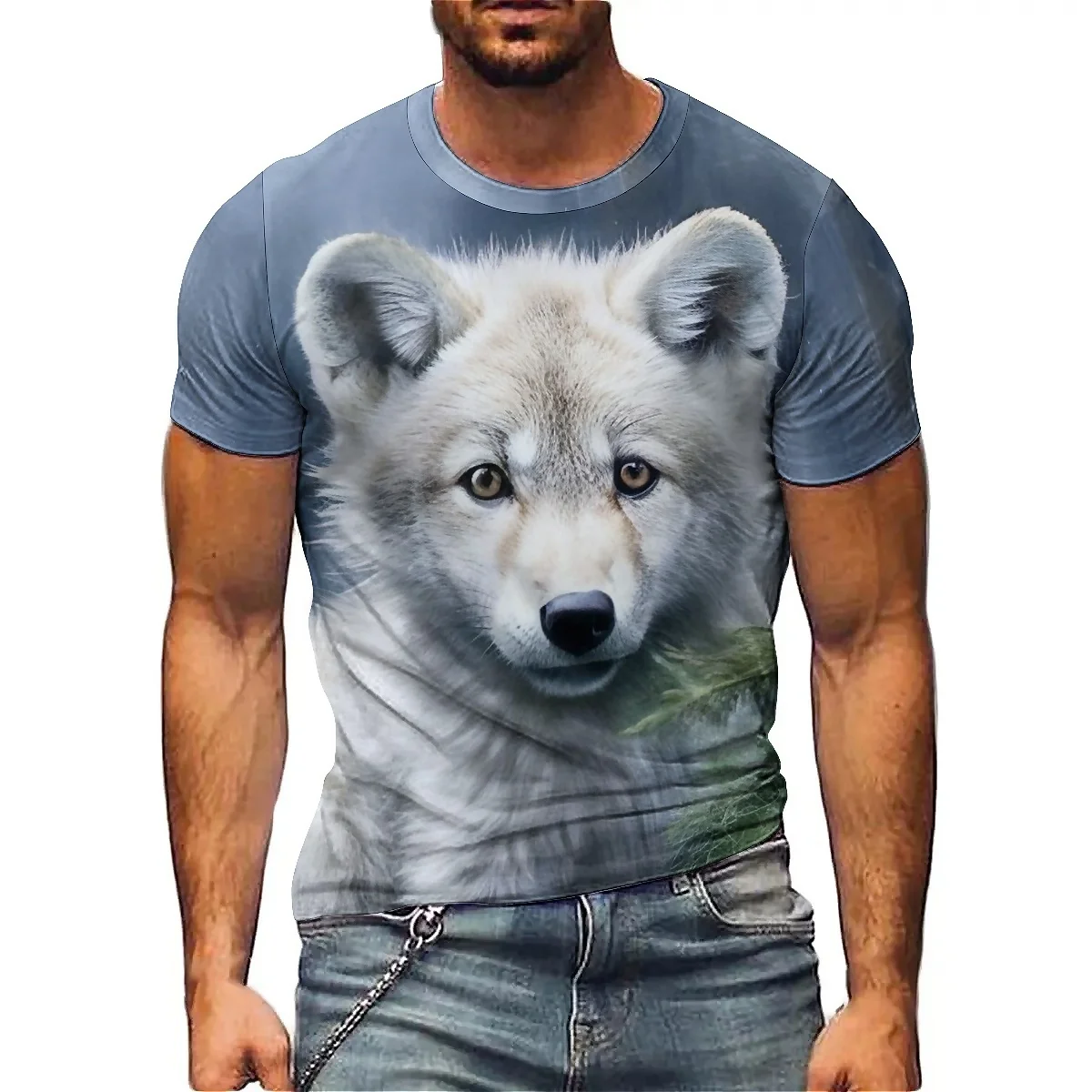 

Men's 3D Printed Short-Sleeve T-Shirt - Holiday Costume, Cartoon Pattern, Smooth Fabric