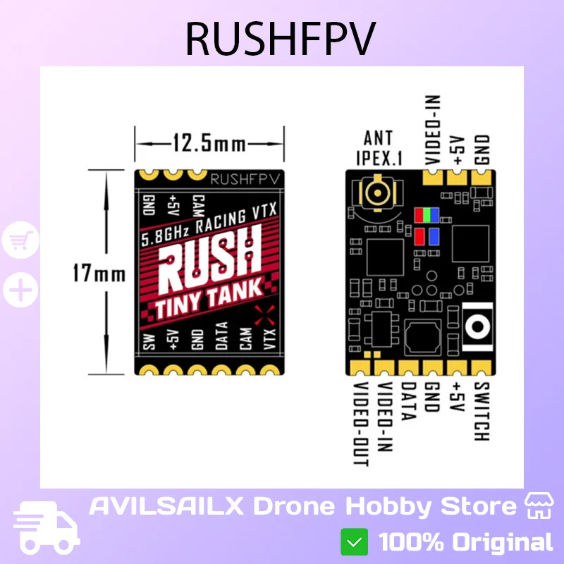 

RUSHFPV TINY TANK 5.8GHz Analog FPV Video Transmitter - Compact VTX for Mini FPV Drones