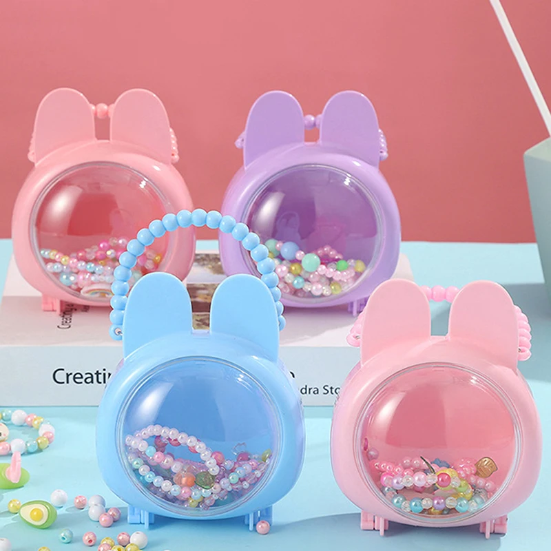 

Прозрачная пластиковая шкатулка для драгоценностей, милый мультяшный органайзер для аксессуаров для волос, пластиковая коробка для хранения принцессы, милая детская сумка