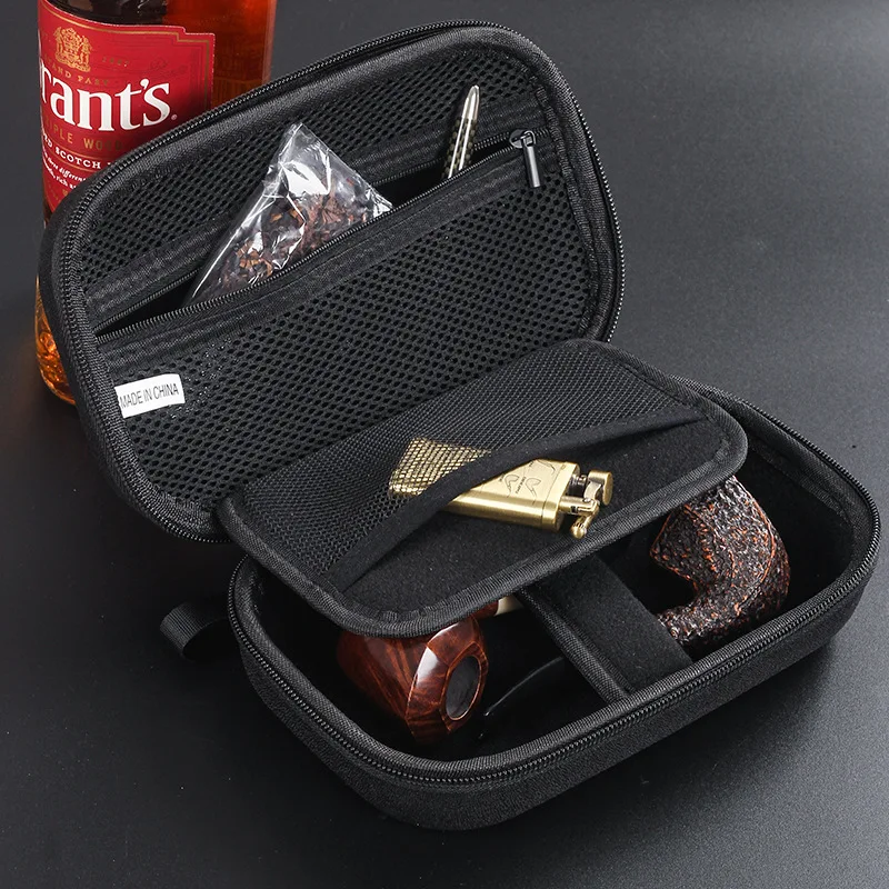 DEJAYA EVA Cigar Box Travel Case Tobacco Smoking Pipe Cigarettes Cutter Lighter Bag Portable Cigarro Storage Accessories Gadget