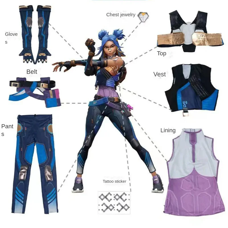 أزياء نيون التأثيرية لعبة غرفة Valorant بدلة نسائية موحدة لحفلات الهالوين مجموعة كاملة من الزي النيون كوس @ ^& #