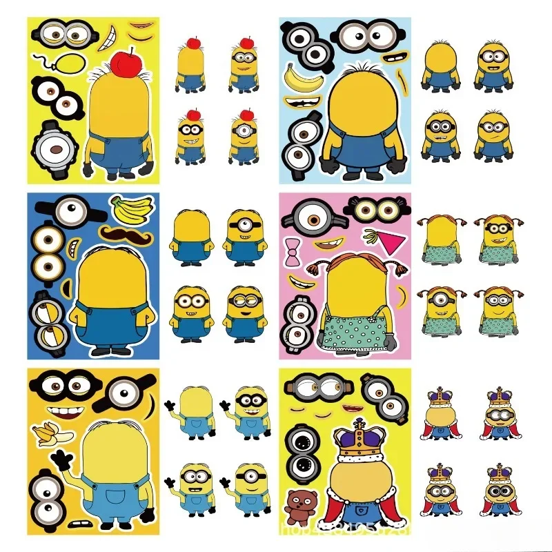 Despicable Me Minions Anime Peripheral Cute Puzzle Puzzle Stickers Toys Creative DIY Graffiti Waterproof Decorative Stickers