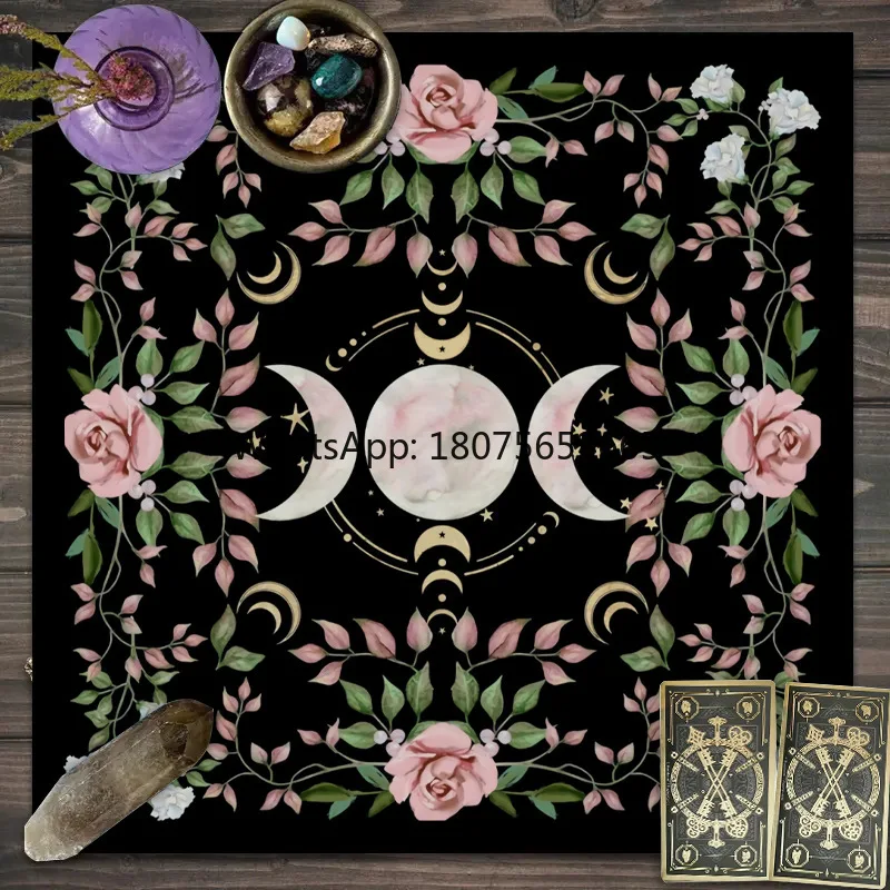 Tarot card tablecloth board game mat march floral moon phase cloth nordic style