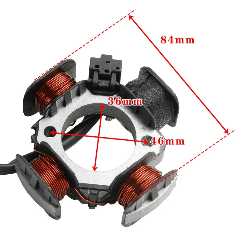 4 Coil 84mm Magneto Stator Generator for 50cc 2 Stroke D1E41QMB Engine ATV Quad Scooter Replacement Parts