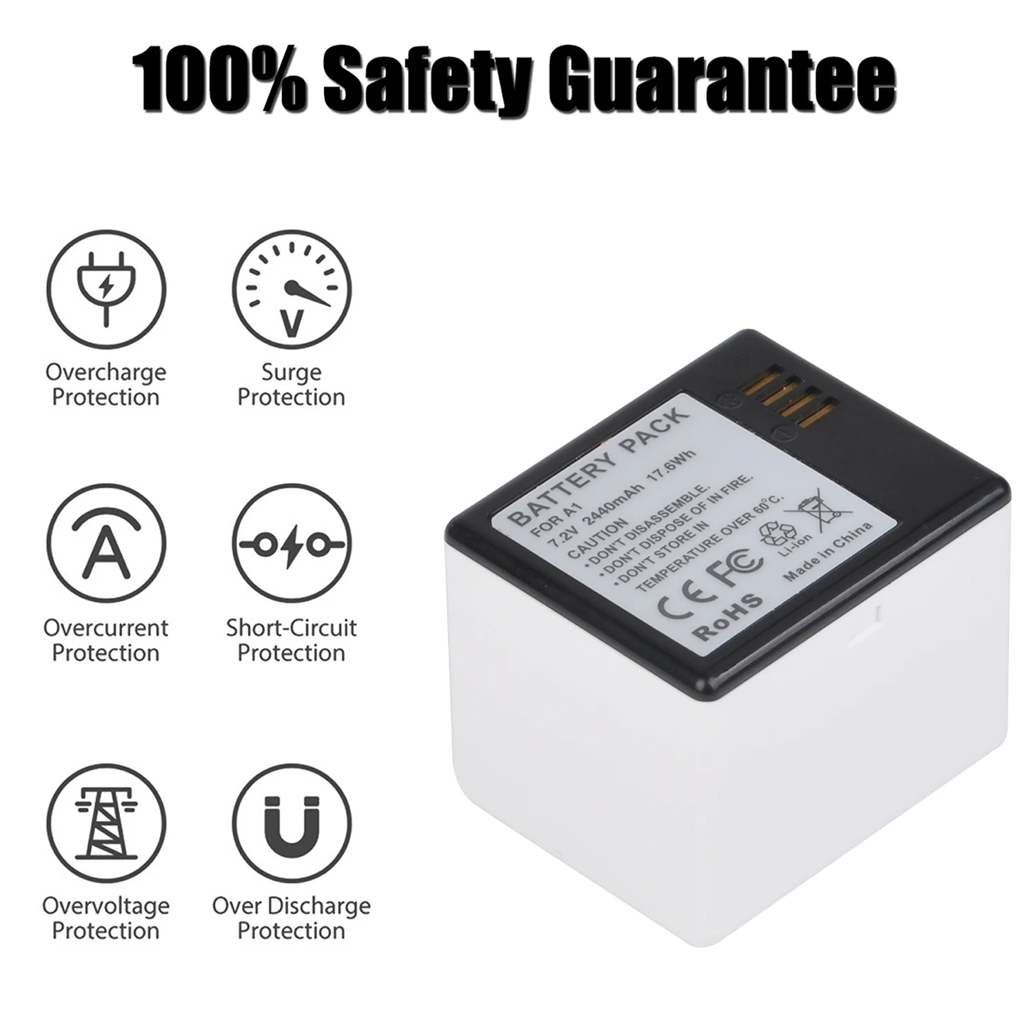 2440mAh A1 Battery + LED USB Dual Charger for Compatible with Arlo Pro Arlo Pro2 Camera Battery Replacement