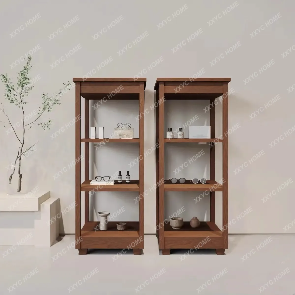 Clothing store display rack against the wall High-rise rack Clothing accessories exhibition hall display rack Photography base