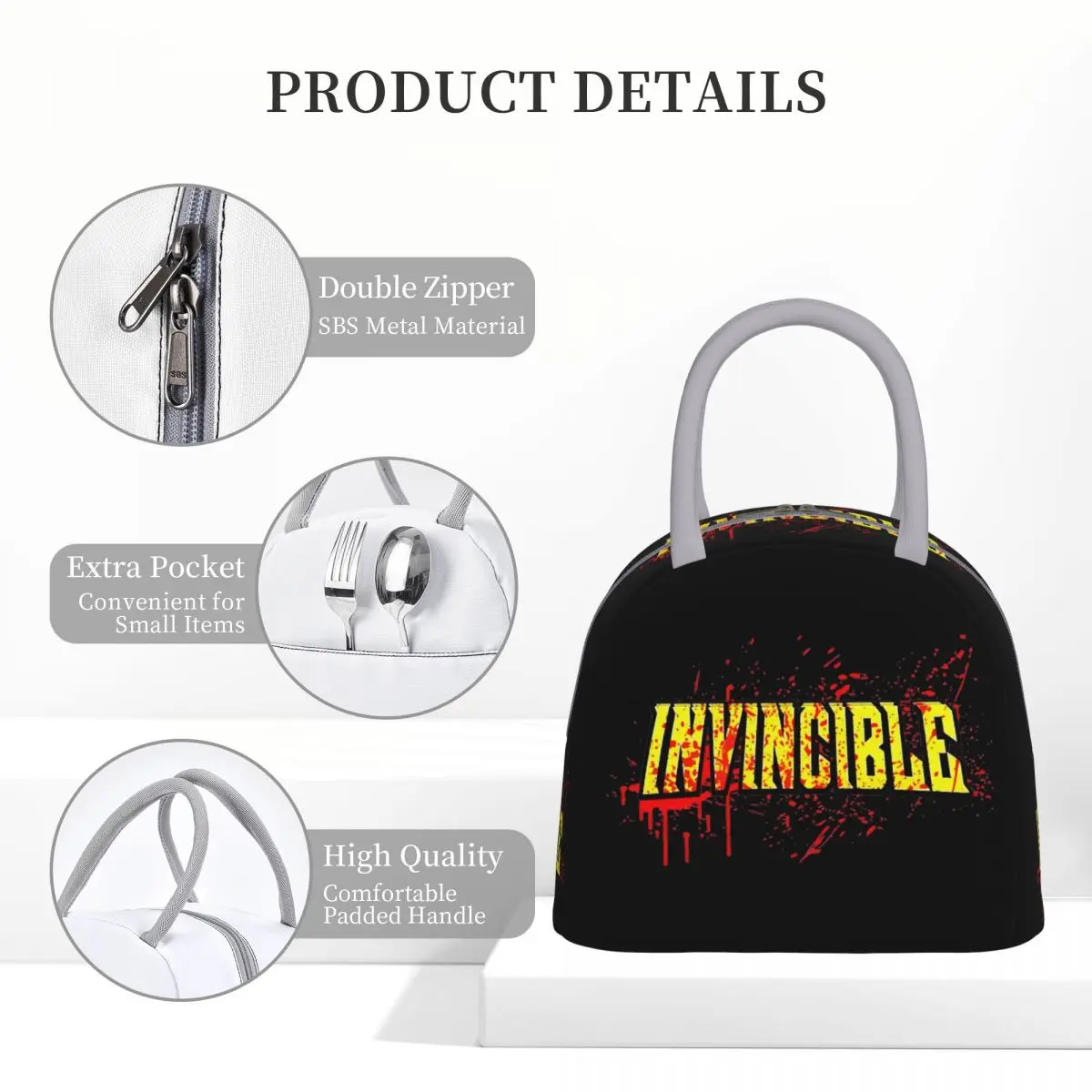 Insulated Lunch Boxes Invincible Amazing Hero Anime Cartoon Logo Merch Lunch Container Y2K Thermal Cooler Lunch Box For Travel