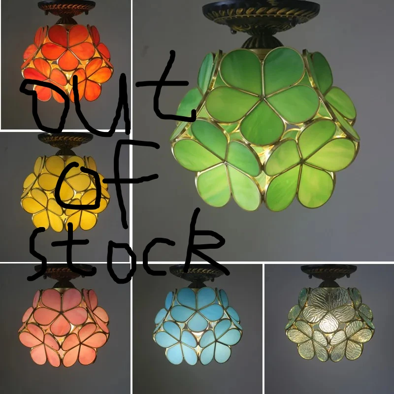 

Fashionable Creative Colored Glass Petal Ceiling Light for Staircase, Corridor, Balcony, Foyer & Entry Garden