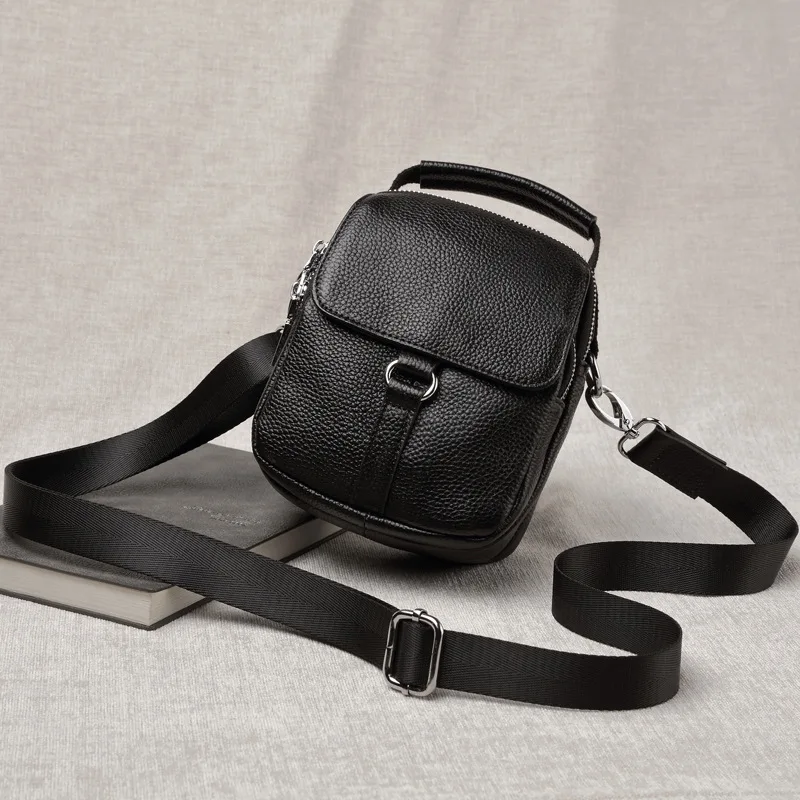 New Mini Crossbody Genuine Messenger Bag Leather Fashion Single Shoulder Multifunctional Cowhide Men's Backpack Daily Small Bag