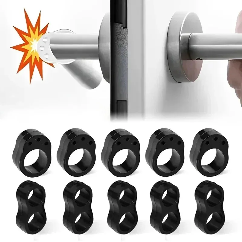 5/10pcs Door Stopper Transparent Silica Gel Door Handle Buffer Wall Protection Doorknob Bumper Walls Furniture Protective（black）