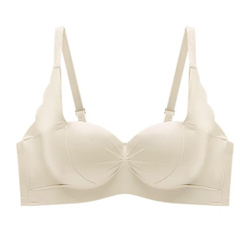 Breast-closing Anti-sagging Top-up Bra Round-chest Traceless Underwear Adjustable Non-steel Women's Small-chest Push-up Ring