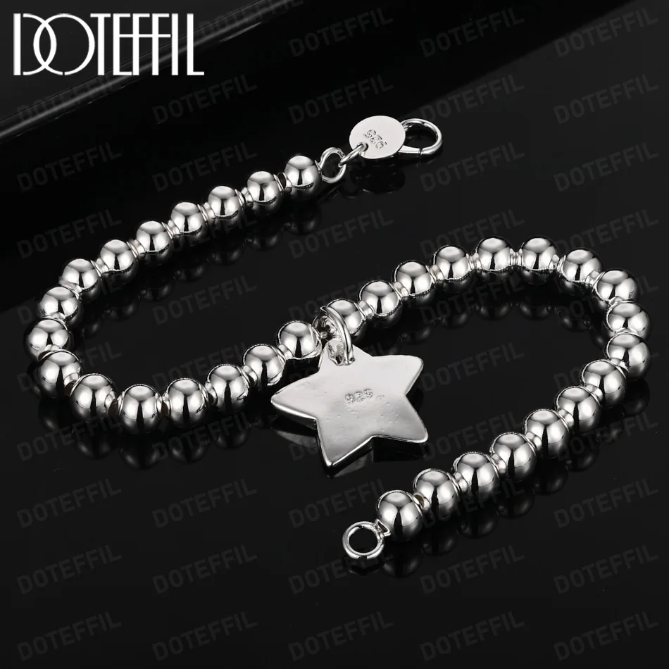 

DOTEFFIL Star Bead Chain Charm Bracelets Chain 925 Sterling Silver For Women Fashion Wedding engagement Fine Jewelry