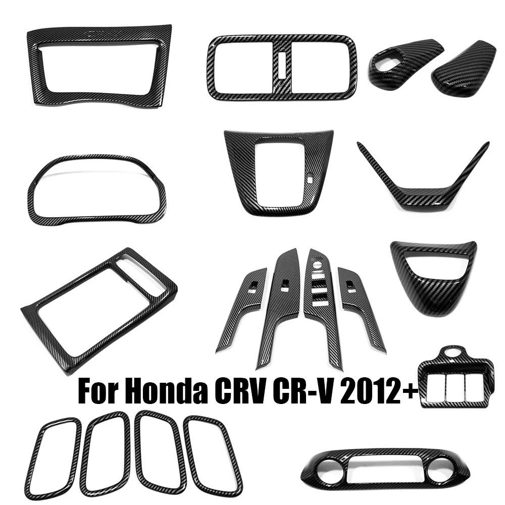 

Carbon For Honda CRV CR-V 2012-2016 LHD Car Air outlet instrument panel Window switch Gear Decorative door Bowl Cover trim