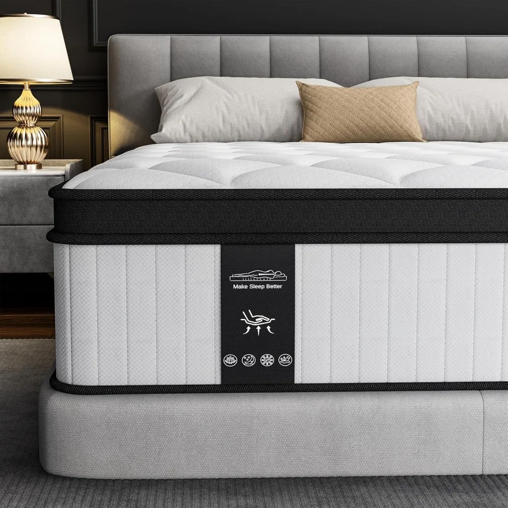 

"2025 model king-size hybrid mattress with gel memory foam and pocketed coils for back support"