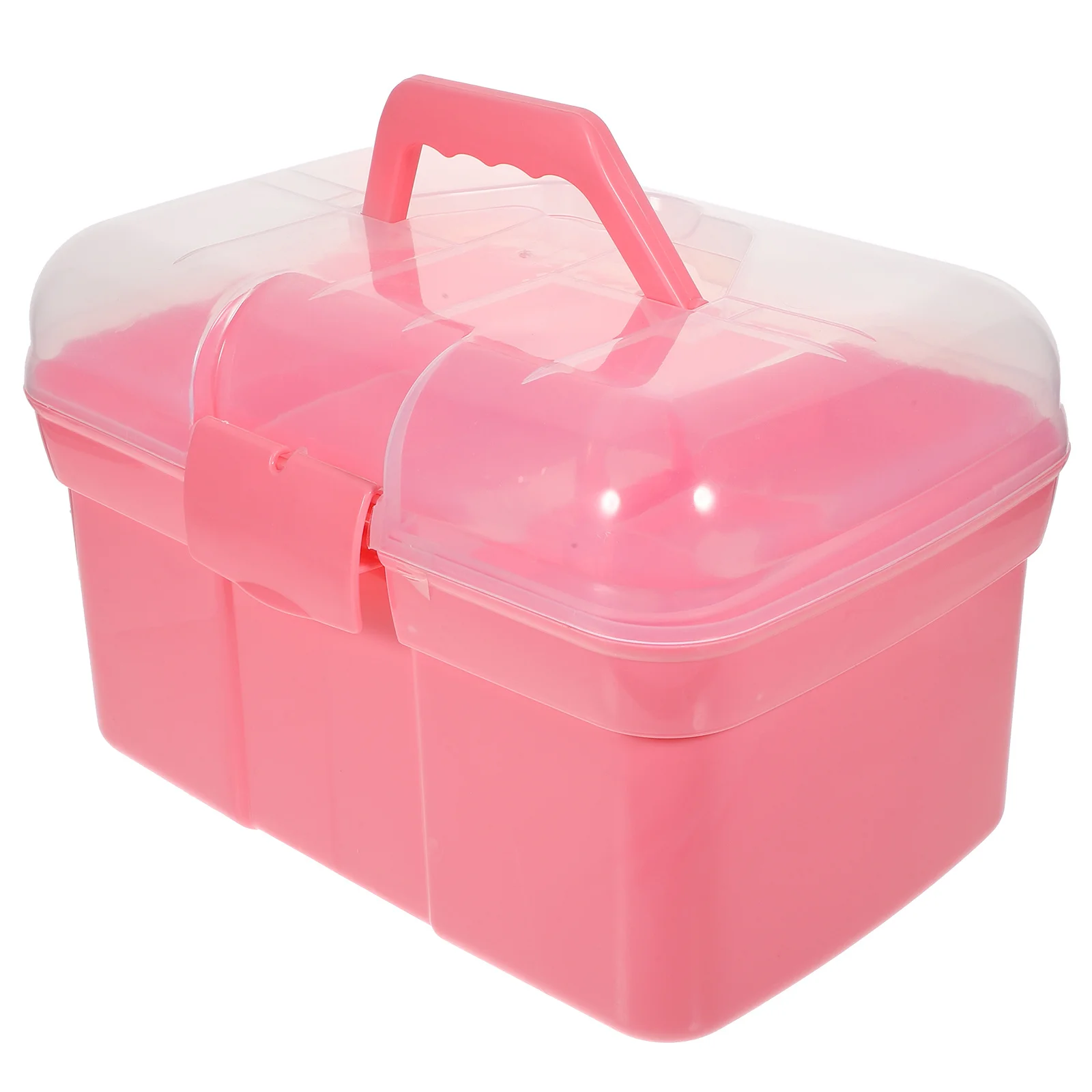 صندوق دواء محمول بطبقة مزدوجة وردي متين ومقاوم للصدمات ومنظم تخزين للإسعافات الأولية صندوق دواء منزلي خارجي #3