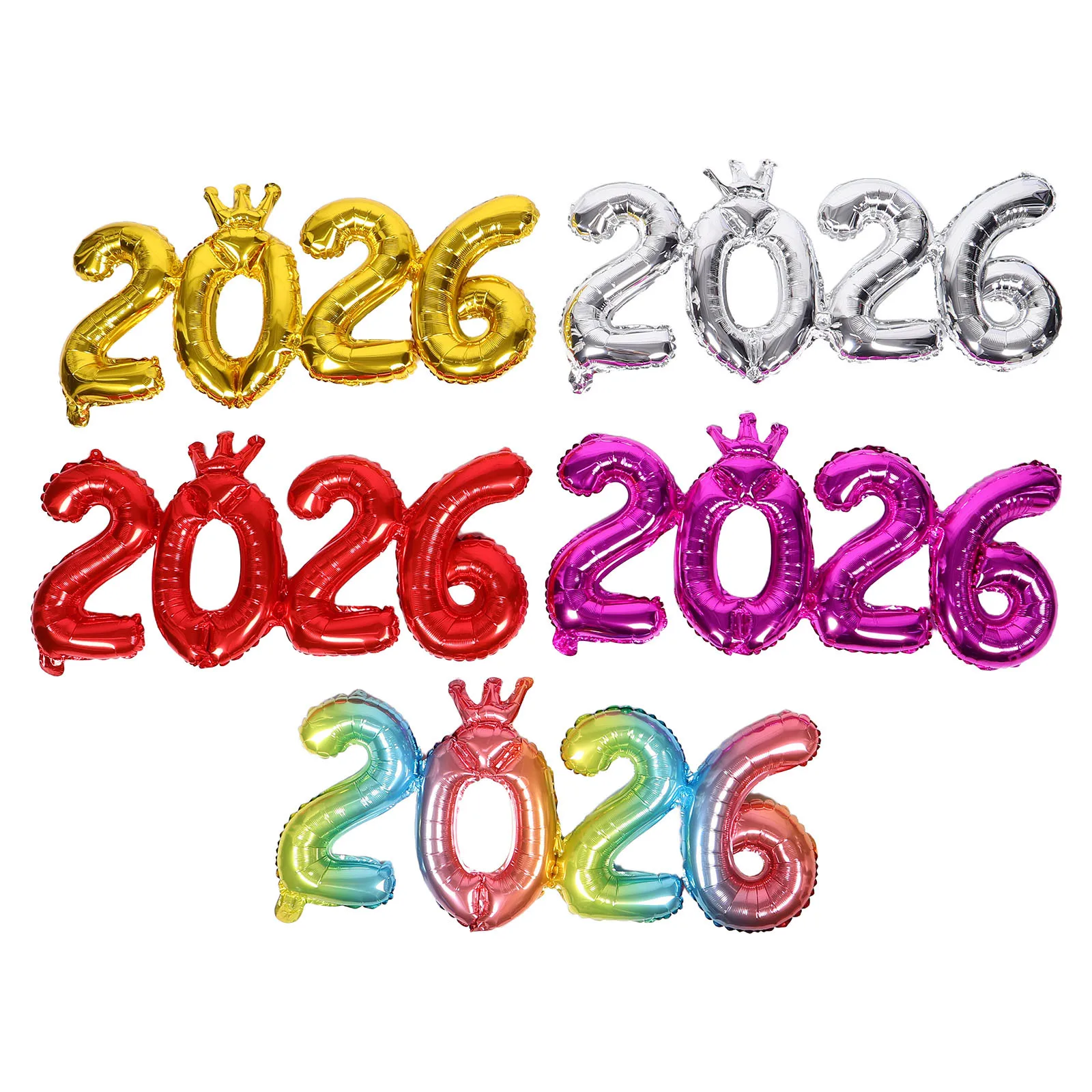 

5pcs Foil Balloons 38" Metallic Number Balloon For New Year Party Decor Countdown Wall Display Happy New Year 2026 Balloons Nye