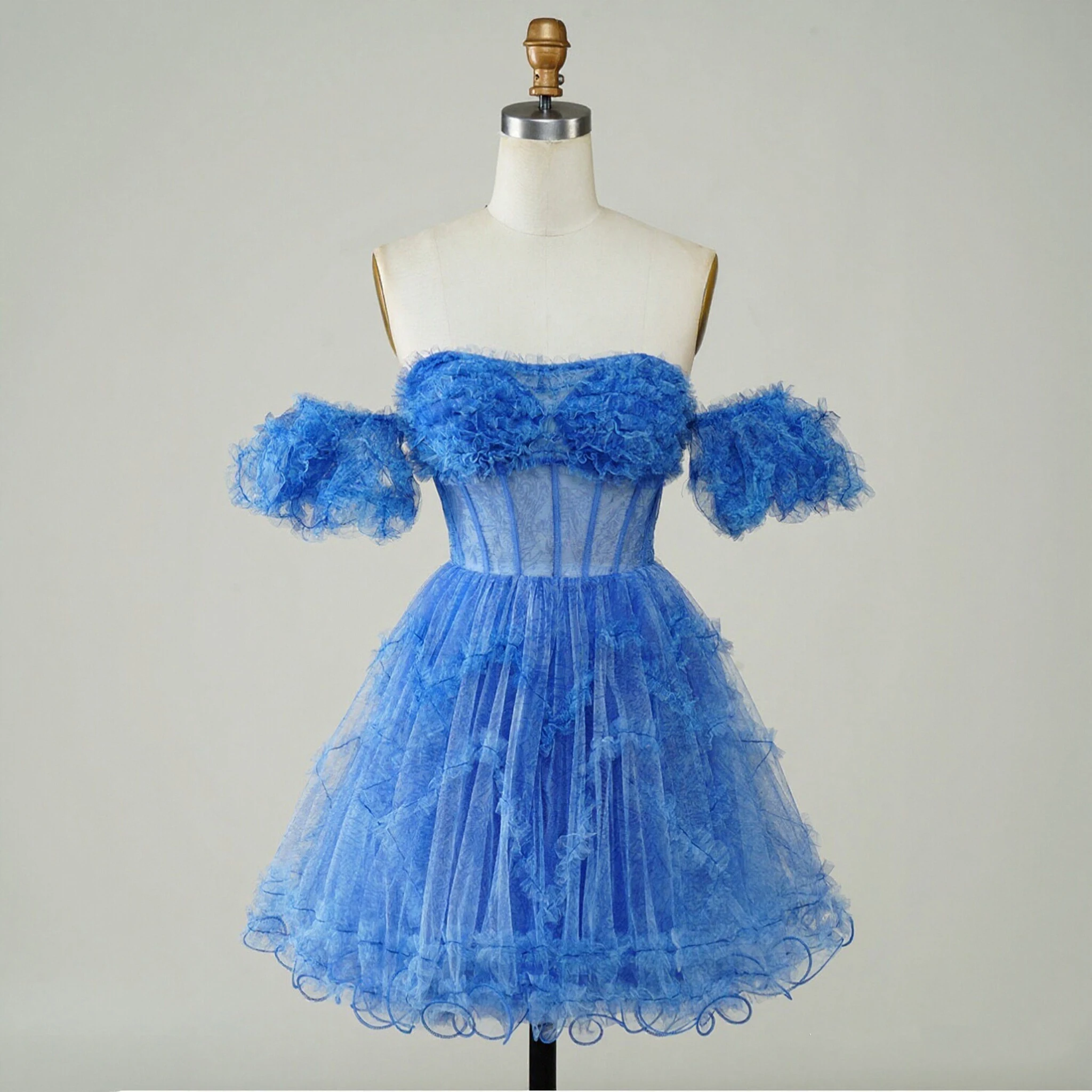 Sharon Said Homecoming Dress Luxury A-Line Off Shoulder Tulle Ruched Corset Open Back Dubai Birthday Party Gown RM164 Customized