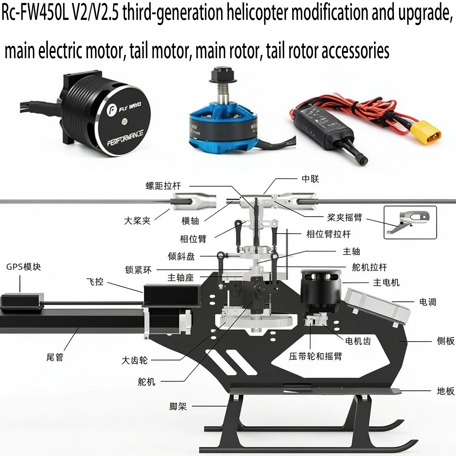 Rc-FW450L V2/V2.5 improved third-generation helicopter new product modification, comprehensive upgrade of accessories including