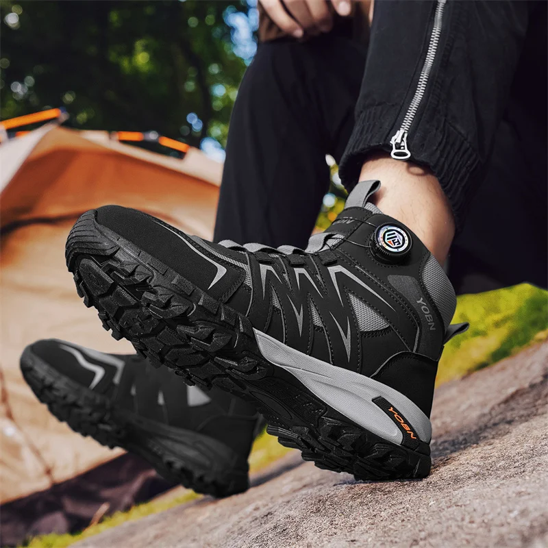 

DAWSRi Men Hiking Boots Trekking Breathable Upper with Quick-release BOA Closure Mid Top Mountaineering