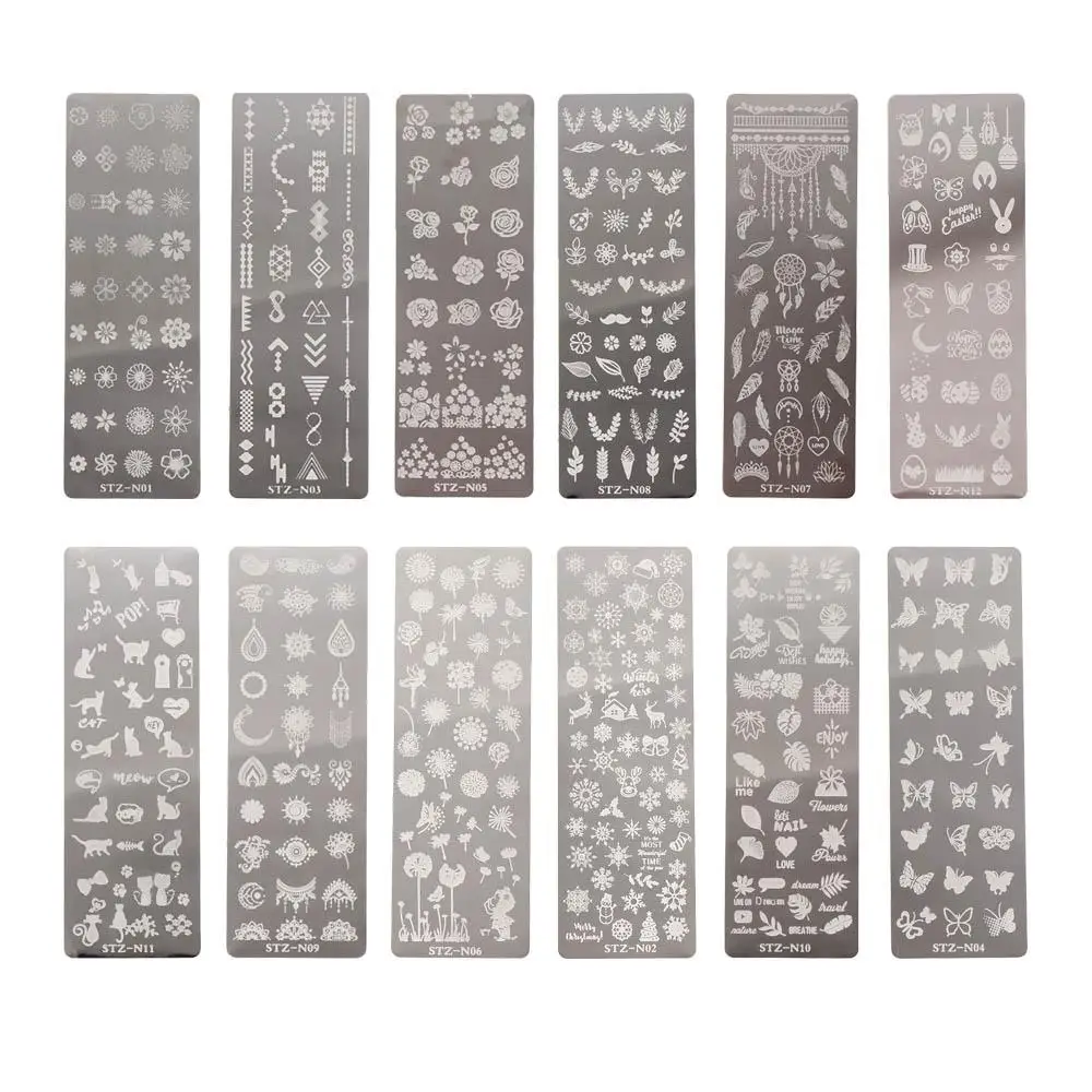 Tool Art Plate Stamp Stamping Nail Print Stencil Flower Leaf Designs Nail Stamping Templates Christmas Snowflake Nail Gel Print