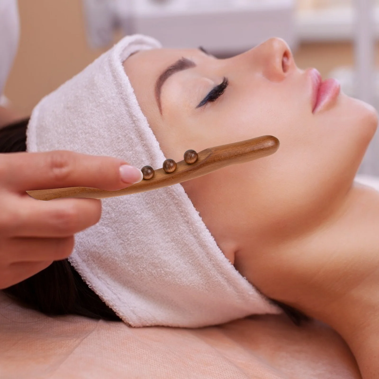 

Body Massage Stick Beech Material Trigger Point Massager Tool Portable Lightweight Acupoint Massaging Stick for Neck Back Face