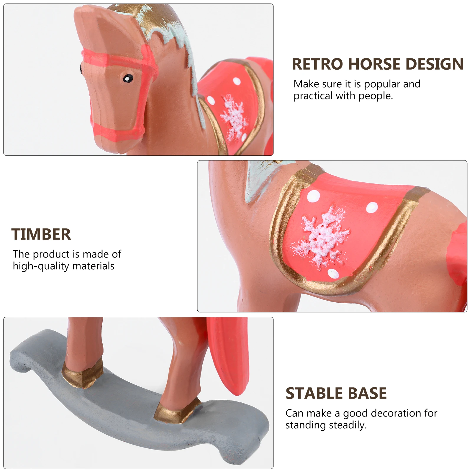 

1Pcs Christmas Wooden Horse Ornament Desktop Decor Exquisite Detail Lightweight Festive Wooden Crafts Christmas Ornament