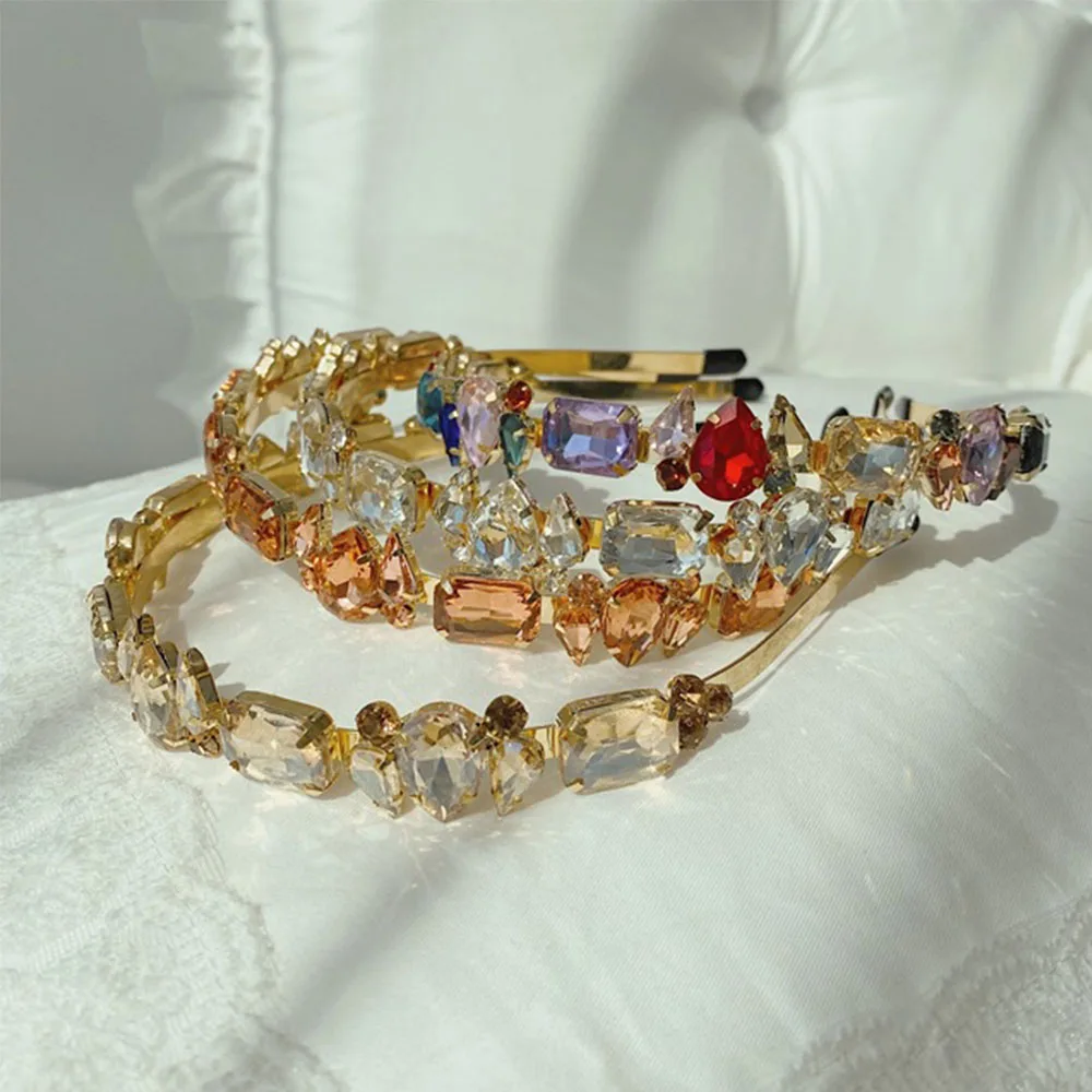 Универсальная повязка для волос из тонкого бокового сплава со стразами и кристаллами для невесты, повязки на голову со стразами, аксессуары для волос, головные уборы