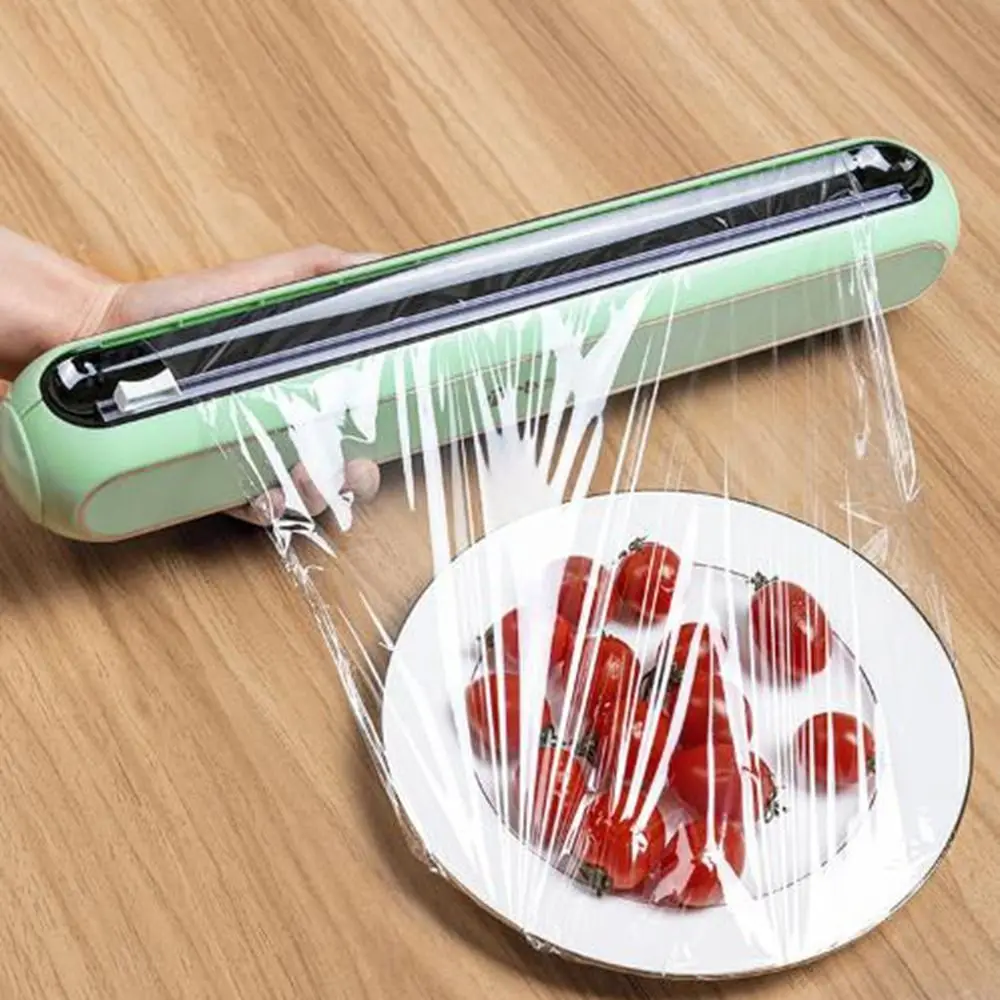 Wall Mounted Magnetic Cling Film Cutter Smoothly Cutting Two-way Sliding Foil Film Dispenser Refillable Safe Food Wrap Cutter