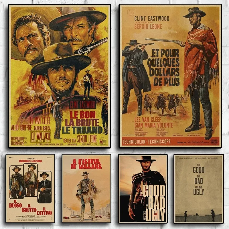 Vintage The Good The Bad and The Ugly Hero Denim Gun Home Wall Art Mural Room Decor Decorative Movie Canvas Poster Aesthetics