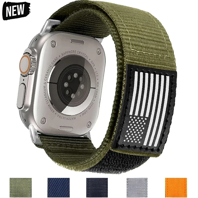 Correa de nailon para Apple Watch, pulsera deportiva de 44mm, 49mm, 40mm, 45mm, 41mm, 42mm, iwatch Series 8 se 7 6 5 4