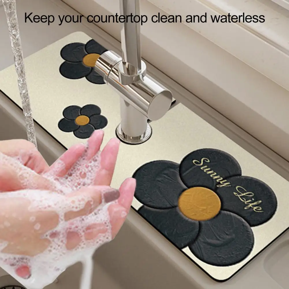 Faucet Draining Mat Kitchen Faucet Absorbent Mat Sink Drain Pad Sink Faucet Protective Washing Table Pads Bathroom Accessories